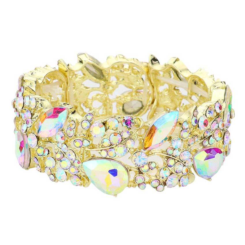 Teardrop Marquise Stone Cluster Stretch Evening Bracelet - Madeline Love - Flyclothing LLC