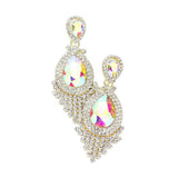 Teardrop Stone Accented Dangle Evening Earrings - Madeline Love - Flyclothing LLC