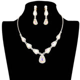 Teardrop Stone Accented Rhinestone Pave Necklace - Madeline Love - Flyclothing LLC