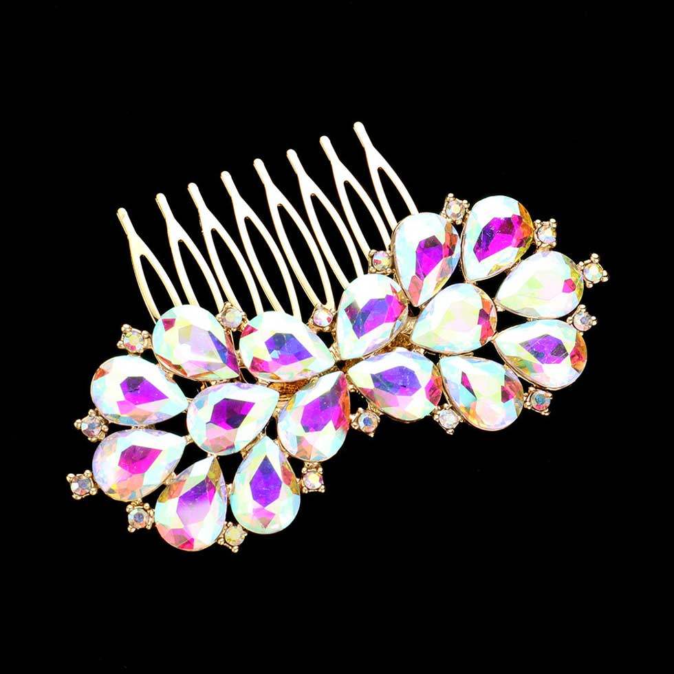 Teardrop Stone Cluster Bow Hair Comb - Madeline Love - Flyclothing LLC