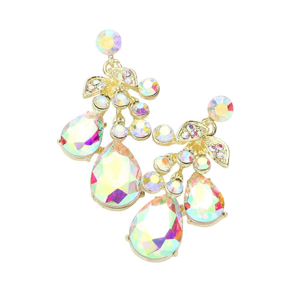 Teardrop Stone Cluster Dangle Evening Earrings - Madeline Love - Flyclothing LLC