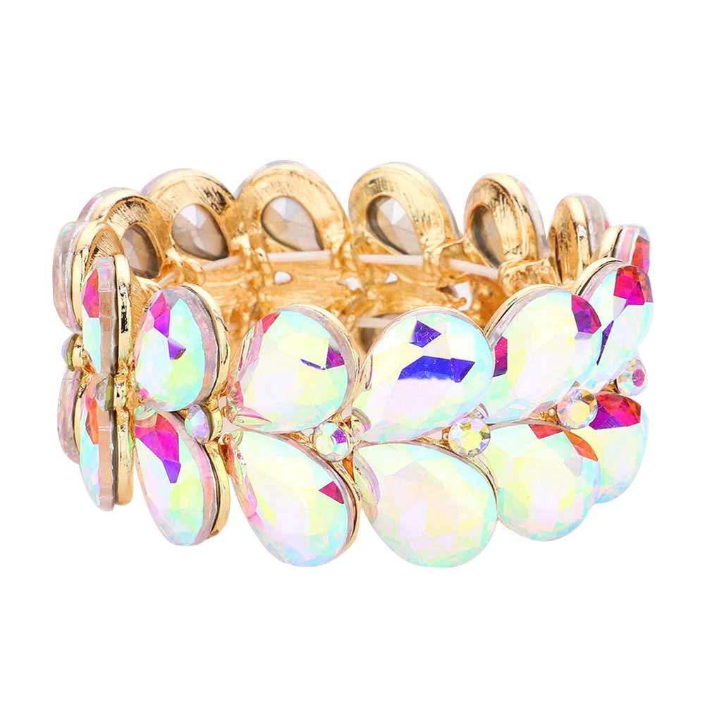 Teardrop Stone Embellished Evening Bracelet - Madeline Love - Flyclothing LLC
