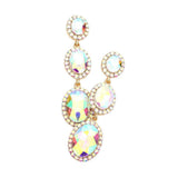 Triple Oval Glass Stone Drop Down Dangle Evening Earrings - Madeline Love - Flyclothing LLC