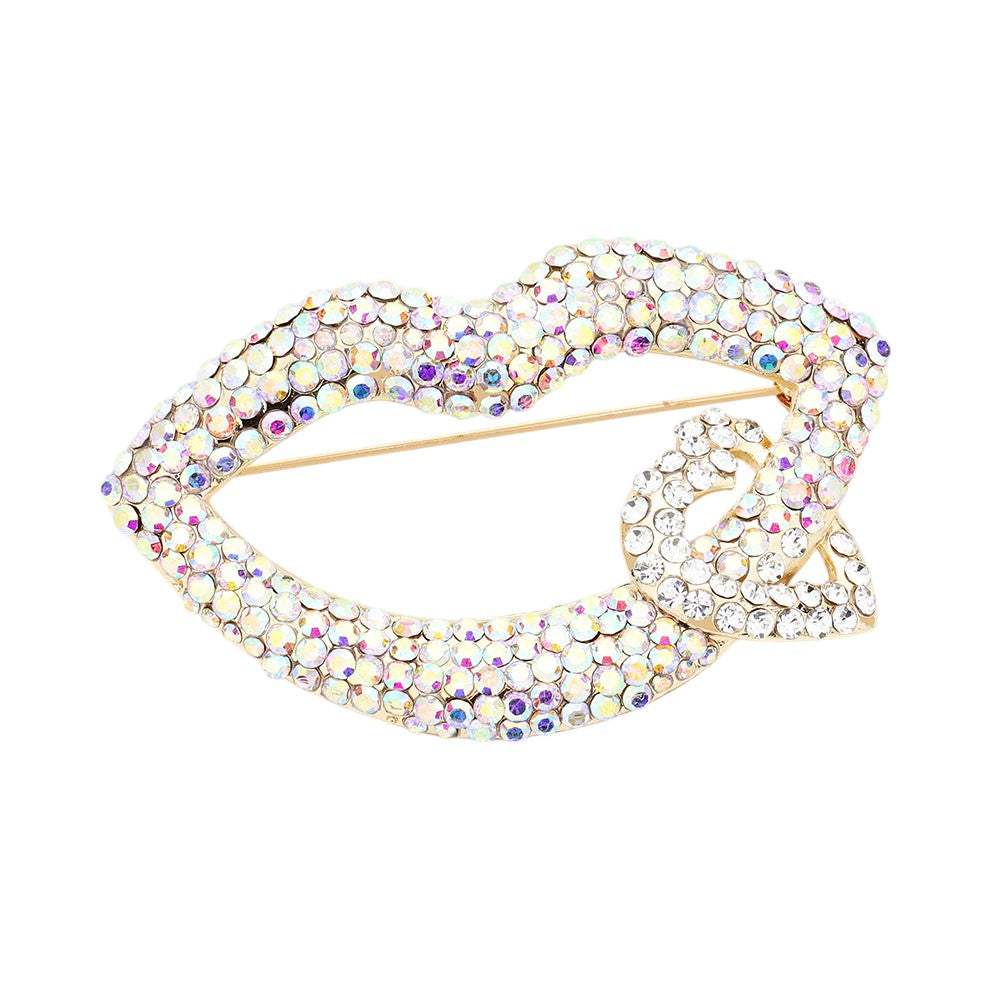 Rhinestone Lip Heart Pin Brooch - Madeline Love - Flyclothing LLC