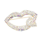 Rhinestone Lip Heart Pin Brooch - Madeline Love - Flyclothing LLC