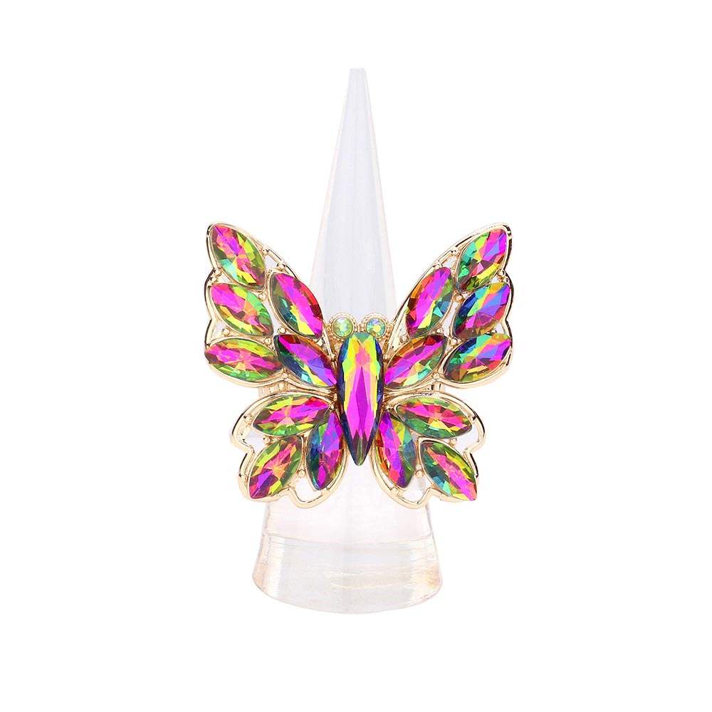 Marquise Stone Cluster Butterfly Stretch Ring - Madeline Love - Flyclothing LLC