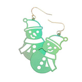 Snowman Metal Cutout Dangle Earrings - Madeline Love - Flyclothing LLC