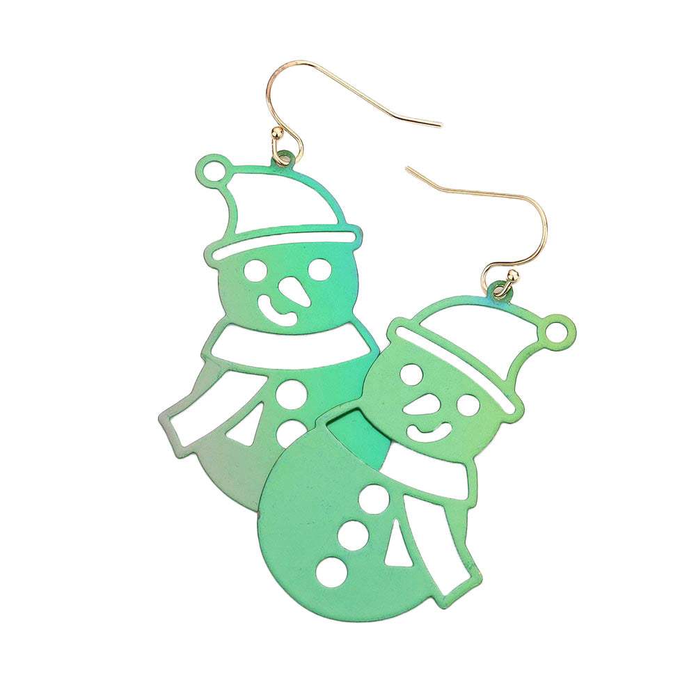 Snowman Metal Cutout Dangle Earrings - Madeline Love - Flyclothing LLC