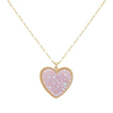 Druzy Heart Pendant Necklace - Madeline Love - Flyclothing LLC