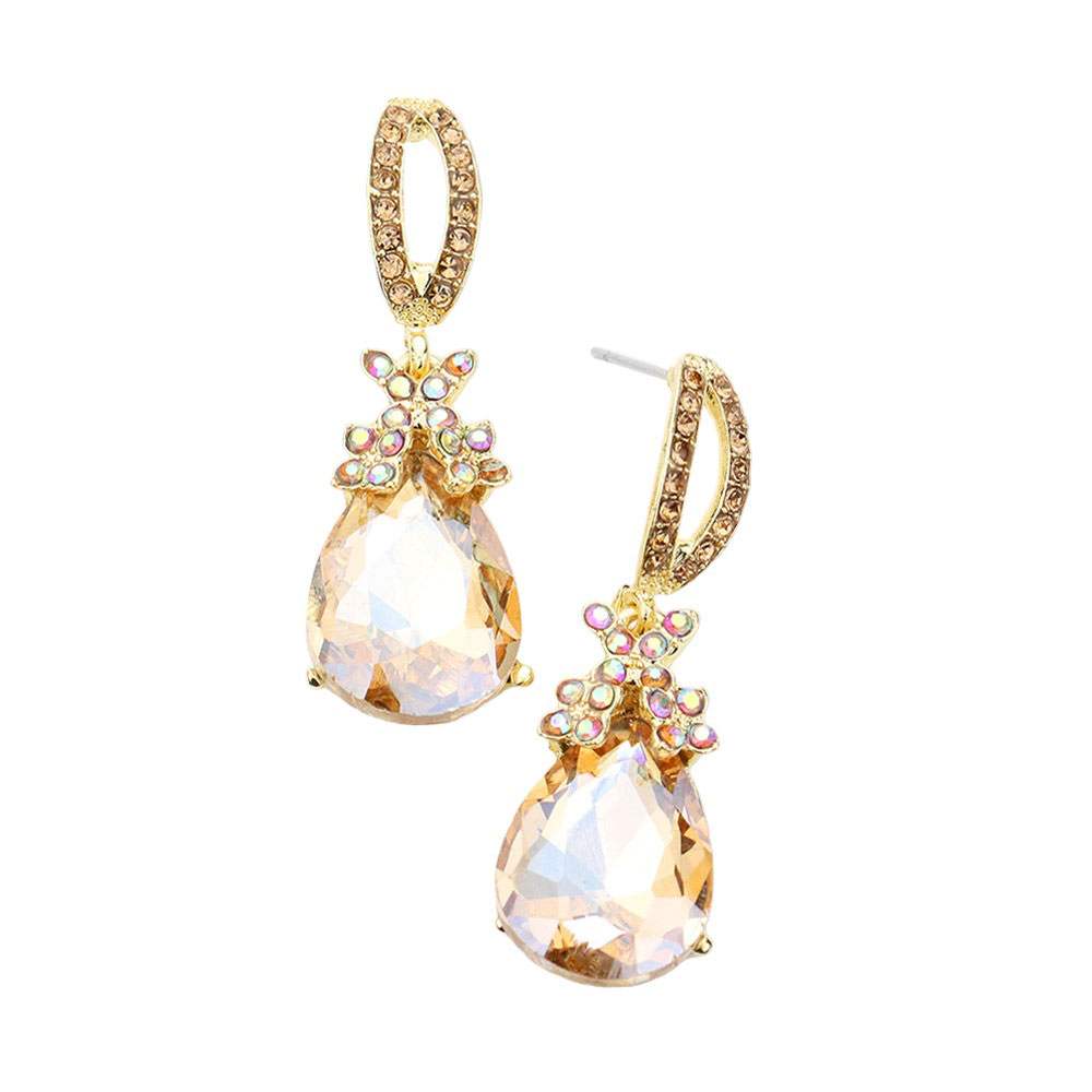 Teardrop Crystal Rhinestone Evening Earrings - Madeline Love - Flyclothing LLC