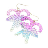 Christmas Cane Metal Cutout Dangle Earrings - Madeline Love - Flyclothing LLC