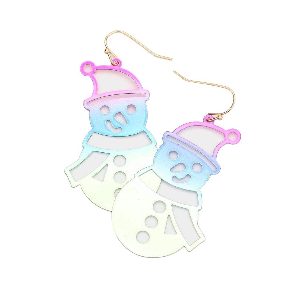Snowman Metal Cutout Dangle Earrings - Madeline Love - Flyclothing LLC