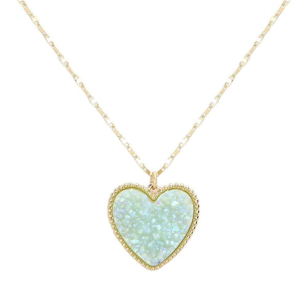 Druzy Heart Pendant Necklace - Madeline Love - Flyclothing LLC