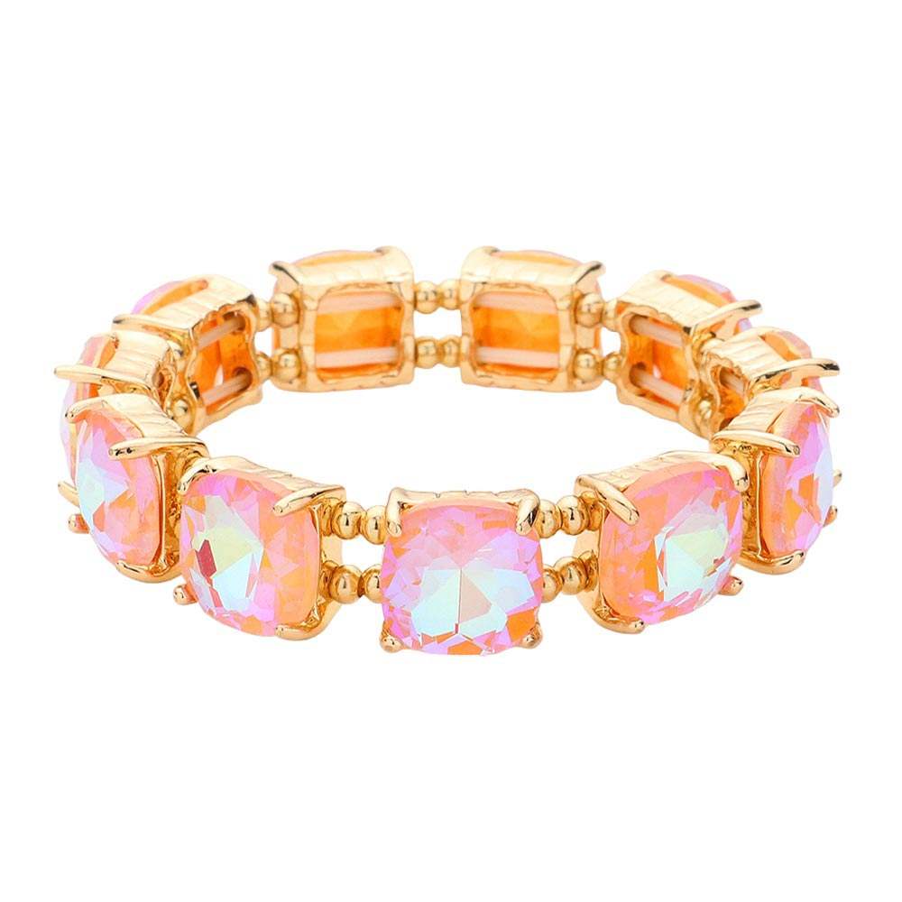 Cushion Square Stone Stretch Evening Bracelet - Madeline Love - Flyclothing LLC