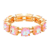 Cushion Square Stone Stretch Evening Bracelet - Madeline Love - Flyclothing LLC