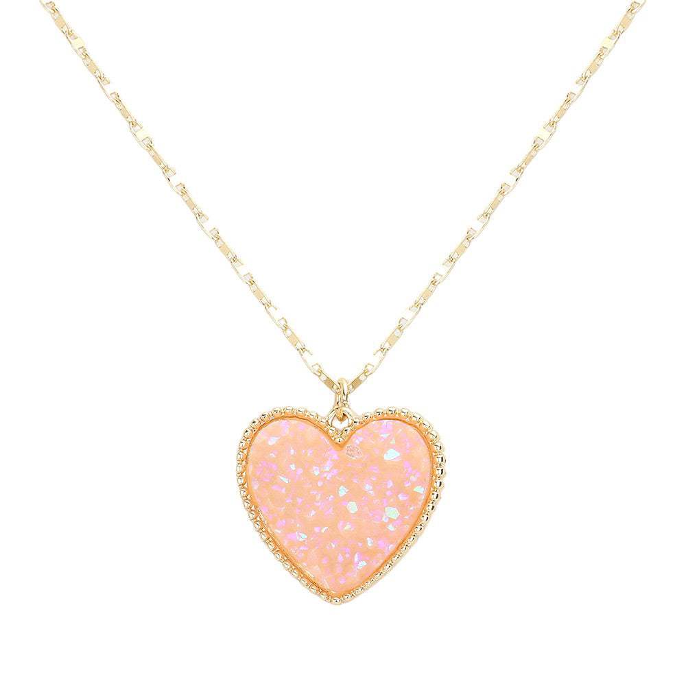 Druzy Heart Pendant Necklace - Madeline Love - Flyclothing LLC