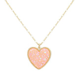 Druzy Heart Pendant Necklace - Madeline Love - Flyclothing LLC