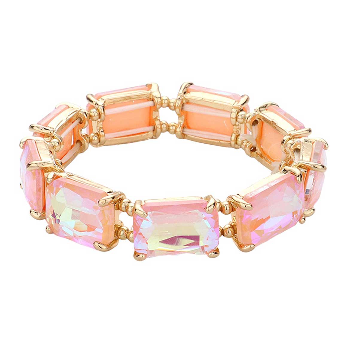 Emerald Cut Stone Stretch Evening Bracelet - Madeline Love - Flyclothing LLC