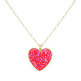 Druzy Heart Pendant Necklace - Madeline Love - Flyclothing LLC