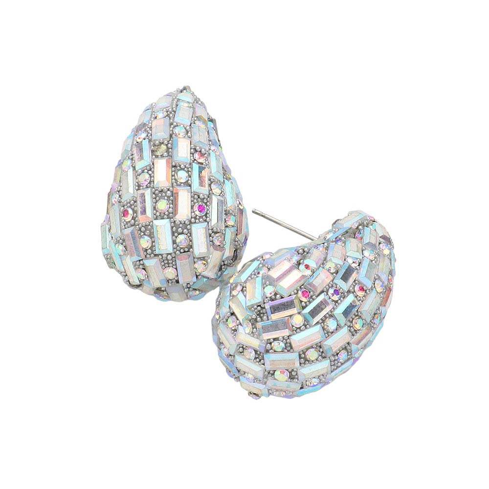 Baguette Stone Embellished Teardrop Earrings - Madeline Love - Flyclothing LLC