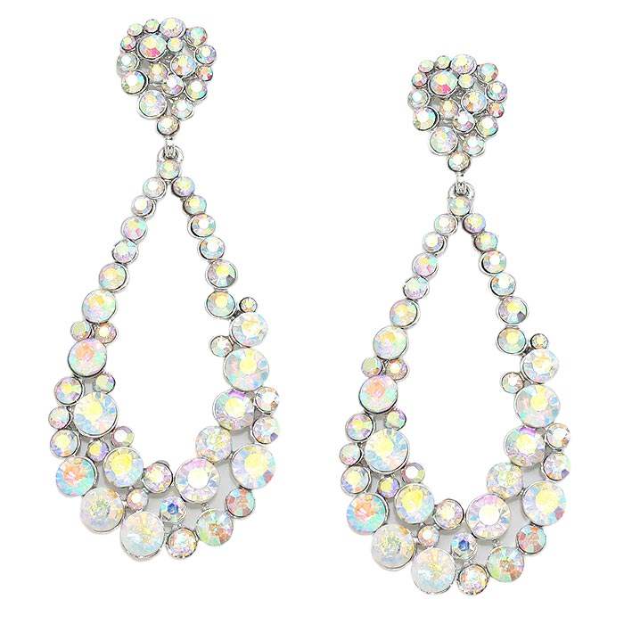 Crystal Bubble Cluster Teardrop Evening Earrings - Madeline Love - Flyclothing LLC