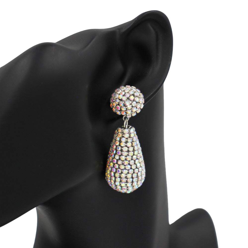 Rhinestone Teardrop Dangle Evening Earrings - Madeline Love - Flyclothing LLC
