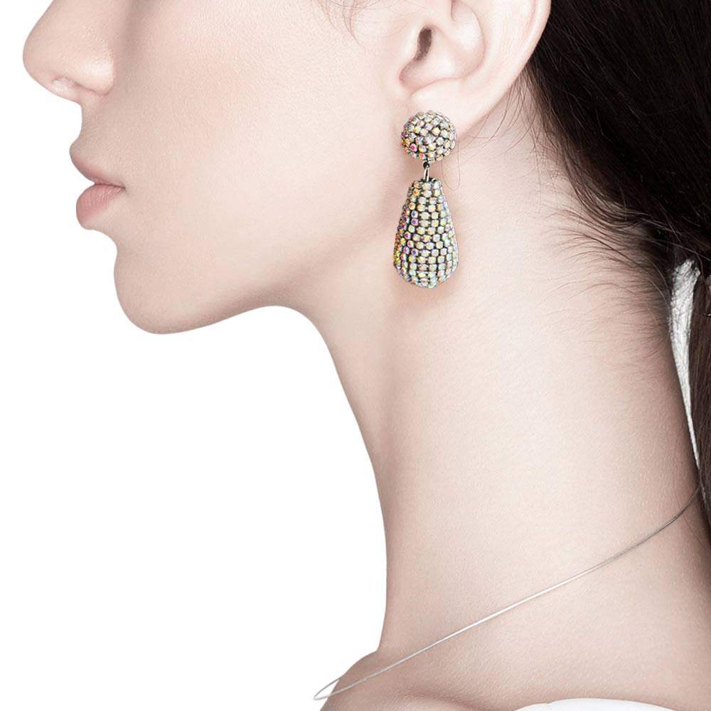 Rhinestone Teardrop Dangle Evening Earrings - Madeline Love - Flyclothing LLC