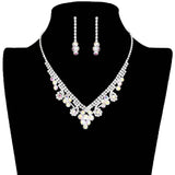 Round Crystal Rhinestone Collar Necklace Earring Set - Madeline Love - Flyclothing LLC