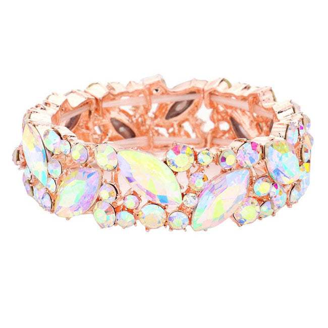 Crystal Glass Marquise Evening Stretch Bracelet - Madeline Love - Flyclothing LLC