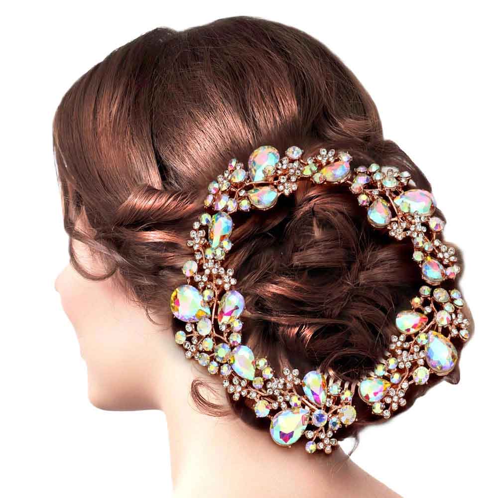 Floral Pave Glass Crystal Hair Comb - Madeline Love - Flyclothing LLC