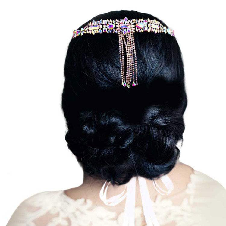 Multi Stone Rhinestone Sash Ribbon Wedding Belt Headband - Madeline Love - Flyclothing LLC