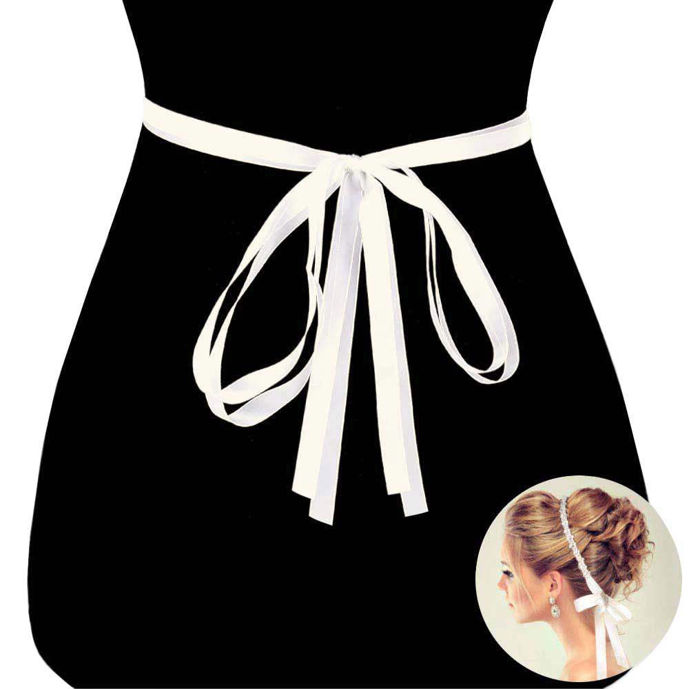 Multi Stone Rhinestone Sash Ribbon Wedding Belt Headband - Madeline Love - Flyclothing LLC