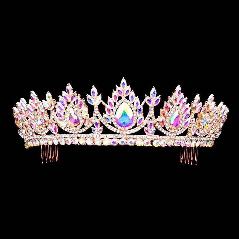 Teardrop Accented Marquise Stone Cluster Princess Tiara - Madeline Love - Flyclothing LLC