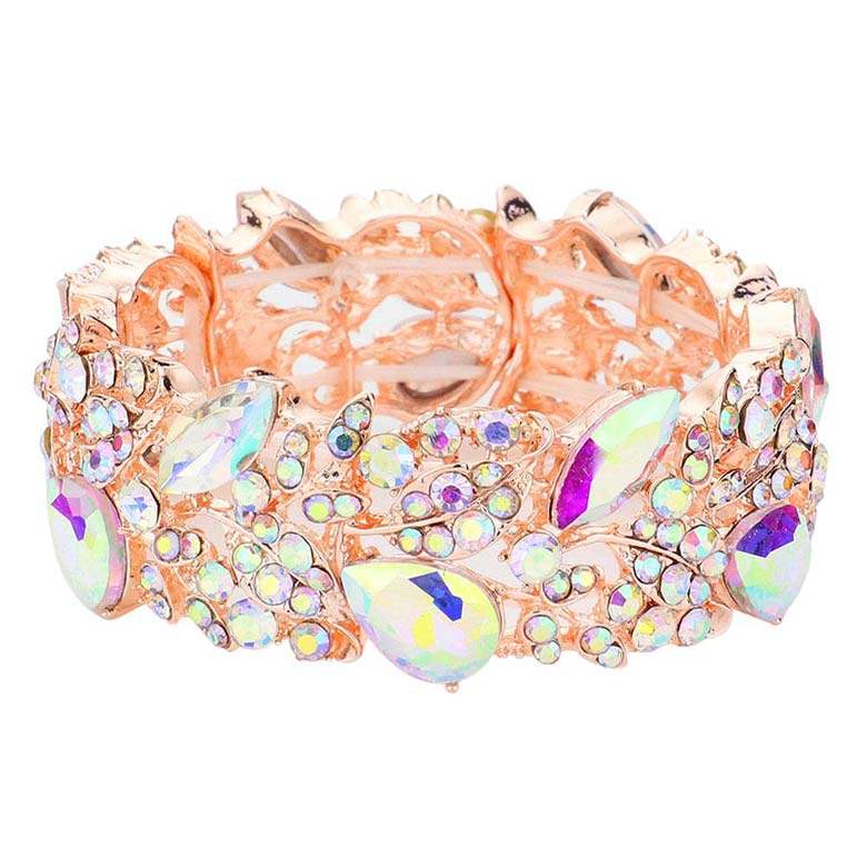 Teardrop Marquise Stone Cluster Stretch Evening Bracelet - Madeline Love - Flyclothing LLC