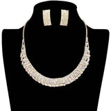 Trendy Crystal Rhinestone Pave Collar Necklace Earring Set - Madeline Love - Flyclothing LLC
