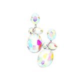Oval Stone Link Dangle Evening Earrings - Madeline Love - Flyclothing LLC