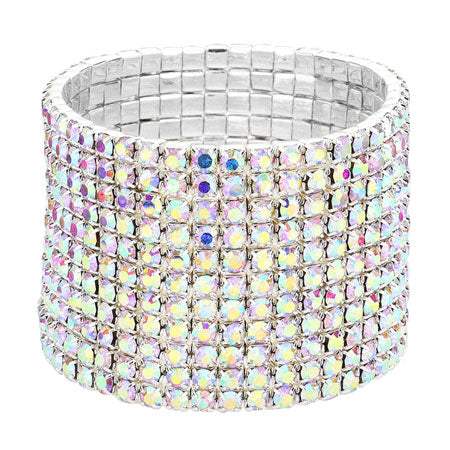 11-Row Crystal Rhinestone Stretchable Bracelet - Madeline Love - Flyclothing LLC