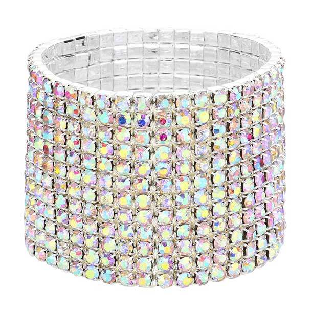 12-Row Crystal Rhinestone Stretchable Bracelet - Madeline Love - Flyclothing LLC