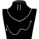 3PCS Chevron Accented Rectangle Stone Necklace Jewelry Set - Madeline Love - Flyclothing LLC