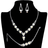 3PCS Rhinestone Bubble Necklace Jewelry Set - Madeline Love - Flyclothing LLC