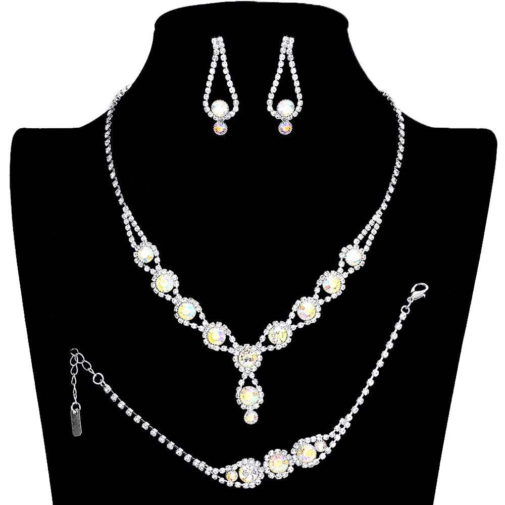 3PCS Rhinestone Bubble Necklace Jewelry Set - Madeline Love - Flyclothing LLC