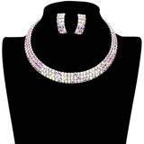 3 Rows Rhinestone Open Choker Necklace - Madeline Love - Flyclothing LLC