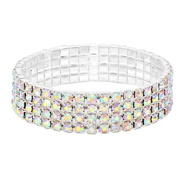 4Rows Rhinestone Stretch Evening Bracelet - Madeline Love - Flyclothing LLC
