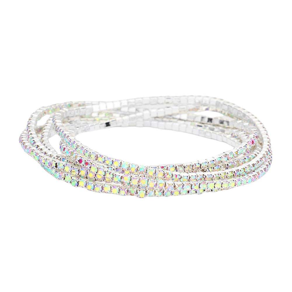 6PCS Rhinestone Multi Layered Stretch Evening Bracelets - Madeline Love - Flyclothing LLC