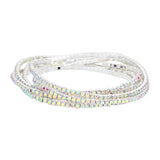 6PCS Rhinestone Multi Layered Stretch Evening Bracelets - Madeline Love - Flyclothing LLC