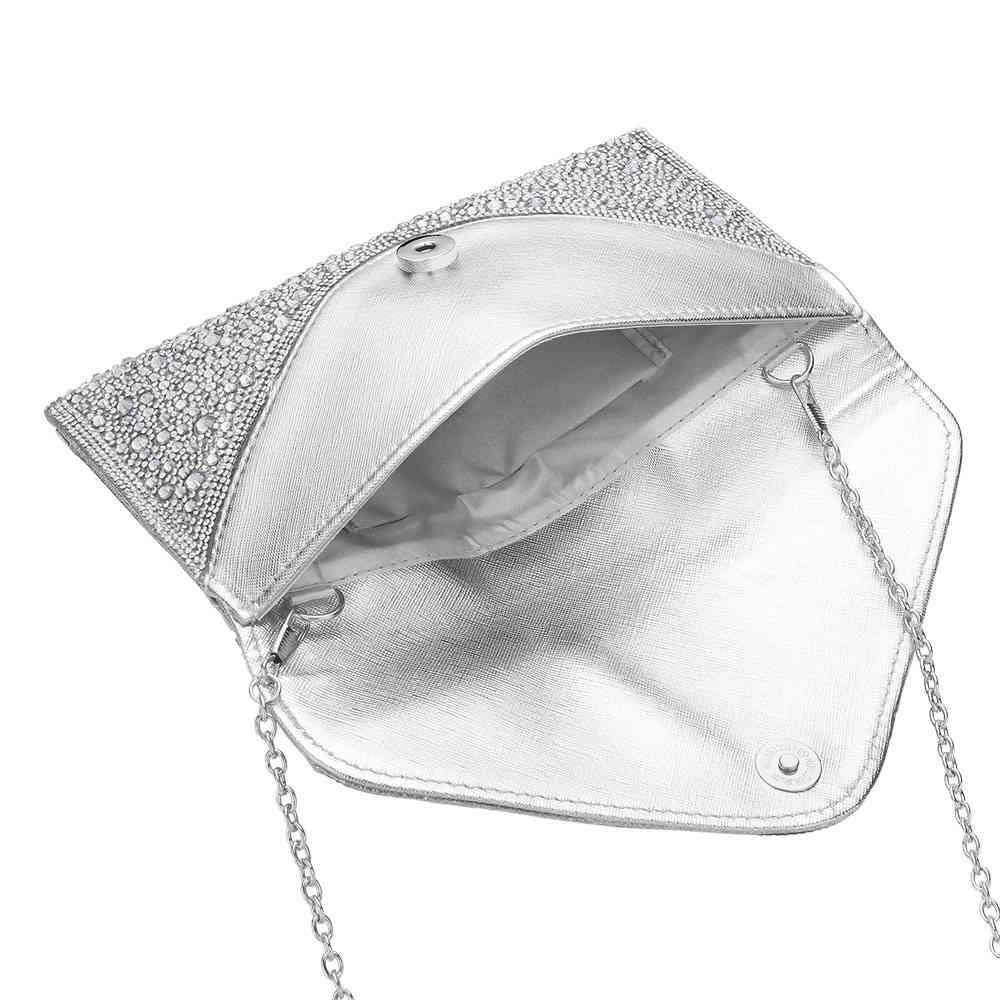 Bling Stone Studded Flap Envelop Evening Clutch Bag / Crossbody Bag - Madeline Love - Flyclothing LLC