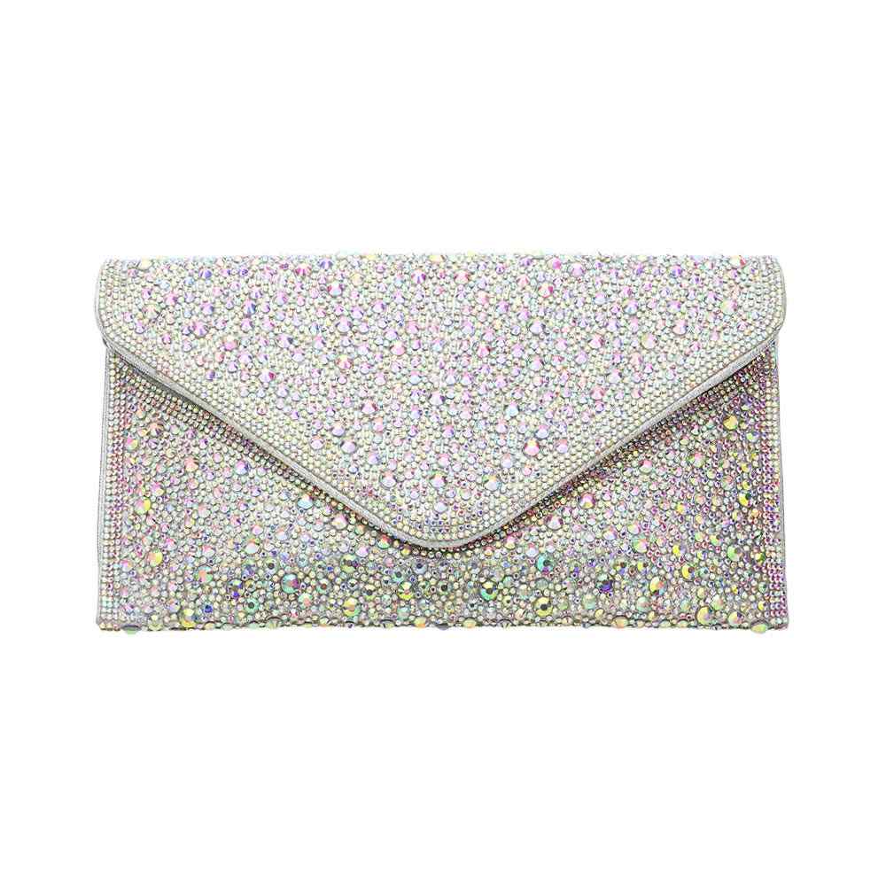 Bling Stone Studded Flap Envelop Evening Clutch Bag / Crossbody Bag - Madeline Love - Flyclothing LLC