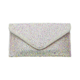 Bling Stone Studded Flap Envelop Evening Clutch Bag / Crossbody Bag - Madeline Love - Flyclothing LLC
