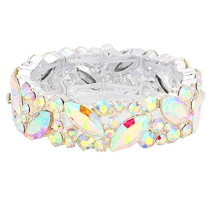Crystal Glass Marquise Evening Stretch Bracelet - Madeline Love - Flyclothing LLC