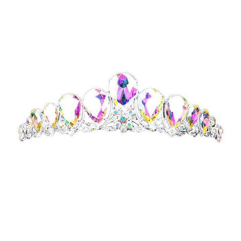 Crystal Glass Teardrop Cluster Princess Tiara - Madeline Love - Flyclothing LLC